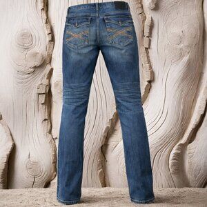 Rock & Republic Blue Wash Distressed Neil Straight Jeans 36/29